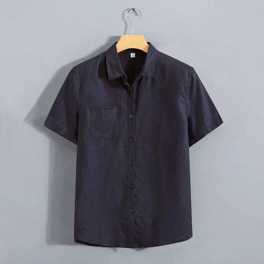 Retro linen short-sleeved shirt