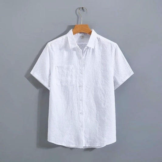 Retro linen short-sleeved shirt