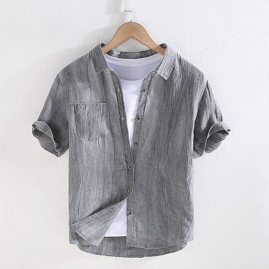 Retro linen short-sleeved shirt - slim fit, lightweight and breathable