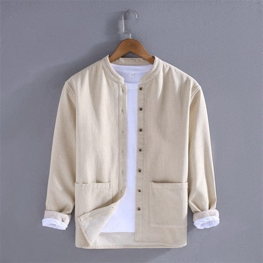 Stand Collar fleece long-sleeved shirt